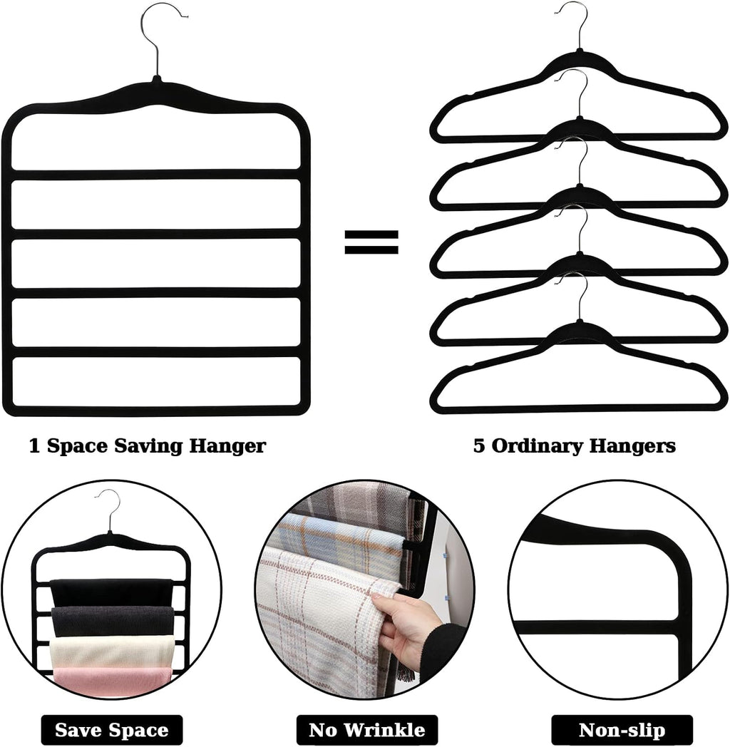 Closet Organizers and Storage, 3 Pack Velvet Pants-Hangers-Space-Saving