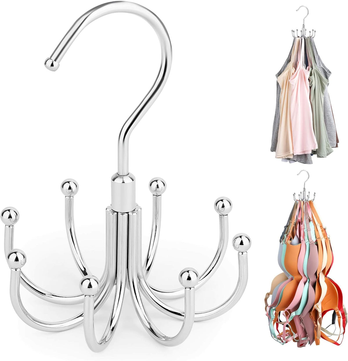 ZEDODIER Tank Top Hanger, Rotating Bra Organizer for Closet, Holds 24 Bras