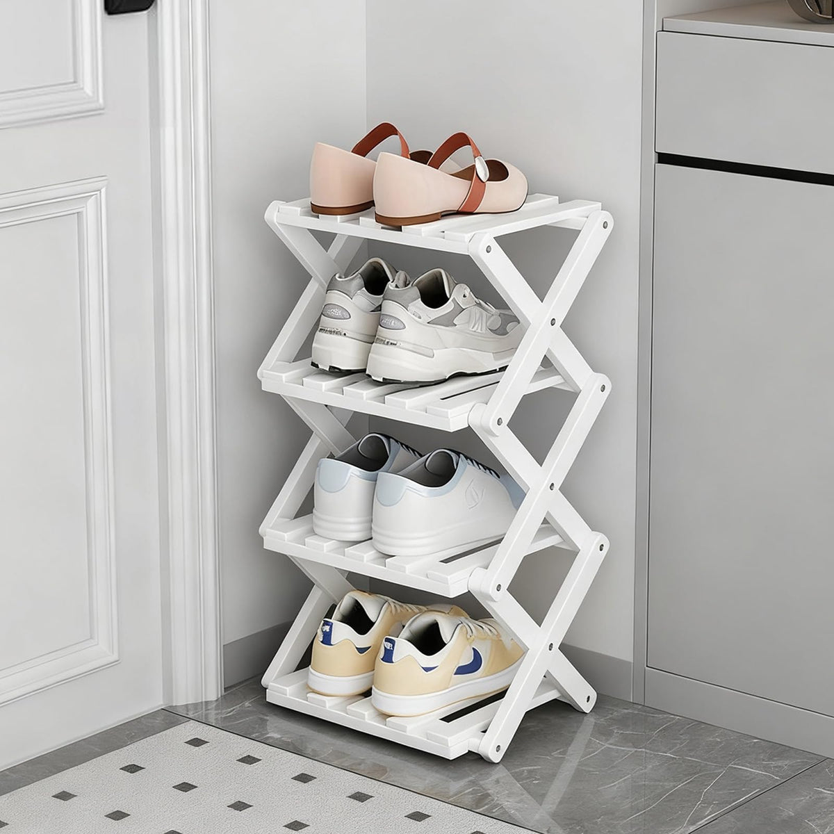 Vertical Narrow Shoe Rack, 7 Tier Portable Folding Shoe Storage Rack, Without Installation Free Standing Shoe Rack for Corridors, Bedrooms Living Room Corner and Small Spaces (7 Tier)