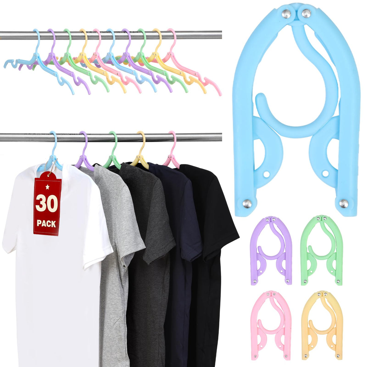 20 Pcs Travel Hangers, Cruise Ship Essentials Foldable Hangers Plastic Travel Essentials, Portable Cruises Must Haves 2026 for Skirt, Suitcase, RV Camping Airplane Europe Vacation Essential, Black