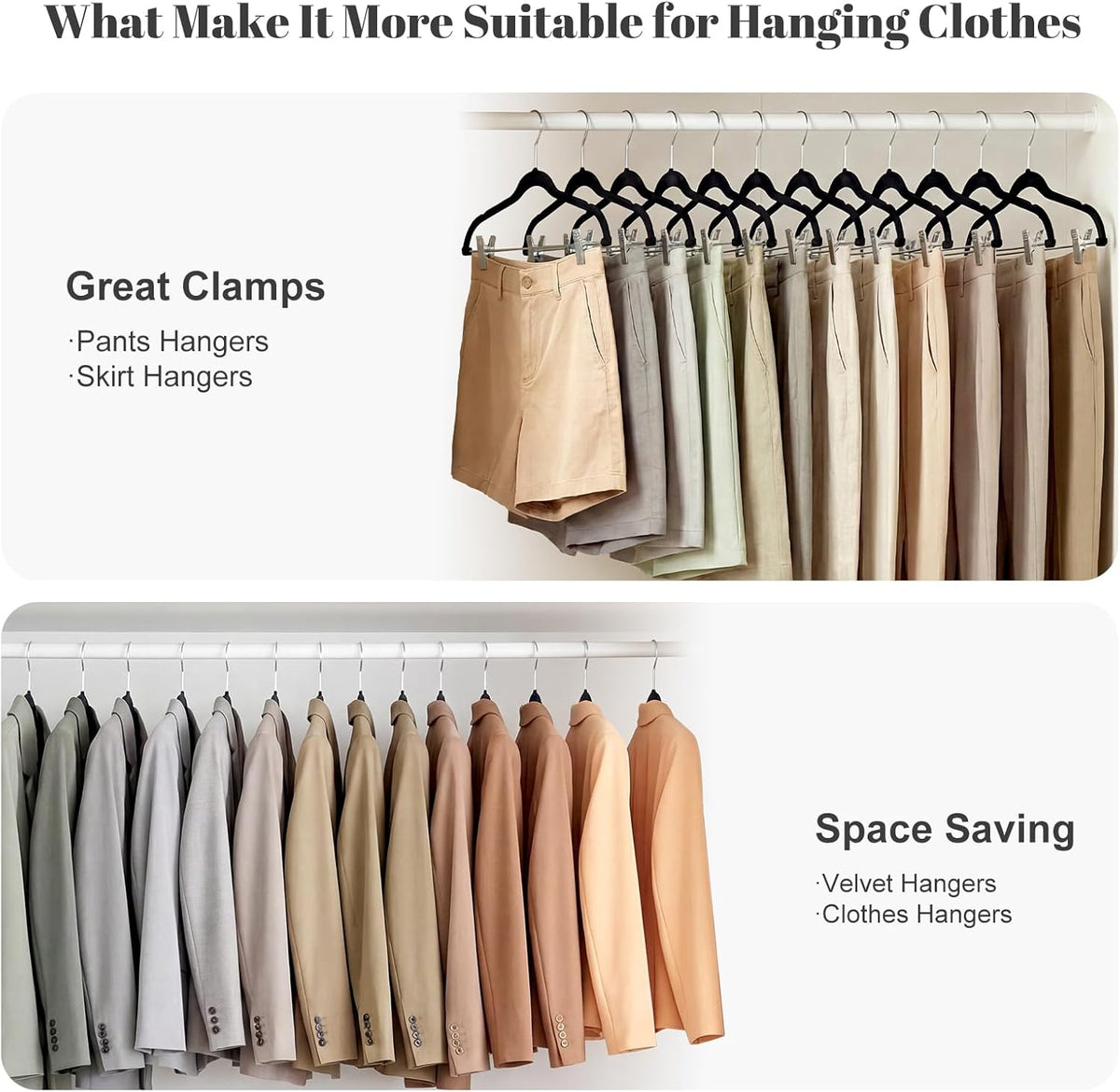 HOUSE DAY Skirt Hangers 24 Pack, Velvet Pants Hangers with Adjustable Clips