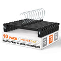 HOUSE DAY Black Pants Hangers with Clips 50 Pack, 12 Inch Skirt Hangers