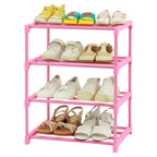 HITHIM 4-Tier Free Standing Pink Shoe Racks, Lightweight Stackable Shelf