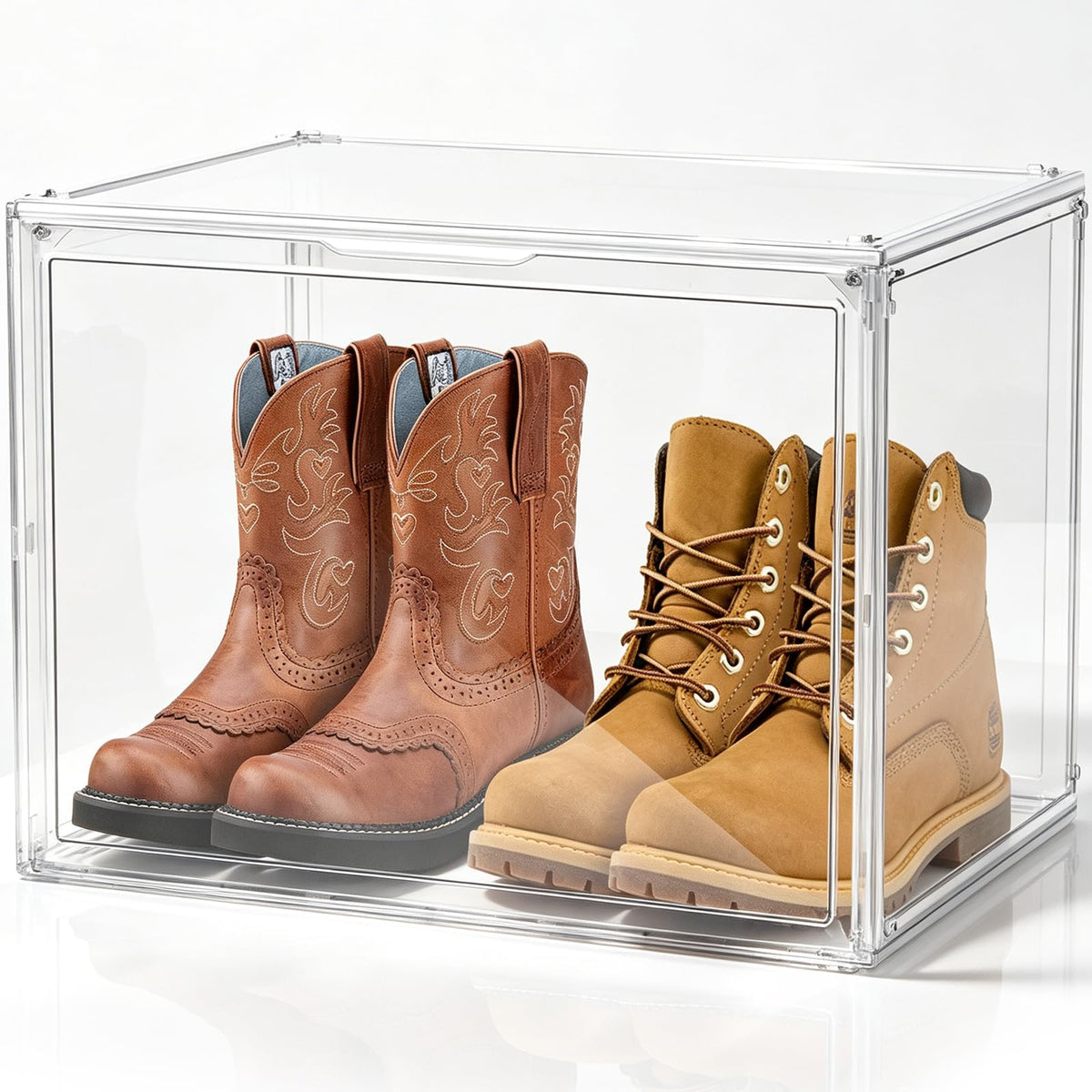 Heavy Duty Acrylic-Look Shoe Box, Size 14, Stack Everyday Footwear Storage