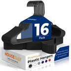 HOUSE DAY White Plastic Hangers 16 Pack – Slim Space Saving Clothes Hangers