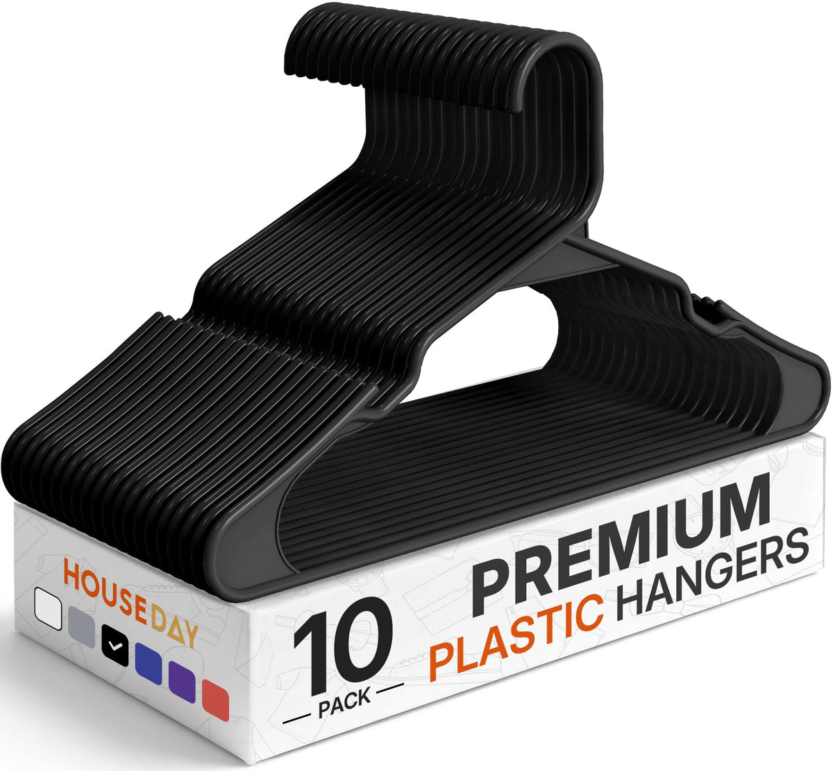 HOUSE DAY White Plastic Hangers 16 Pack – Slim Space Saving Clothes Hangers