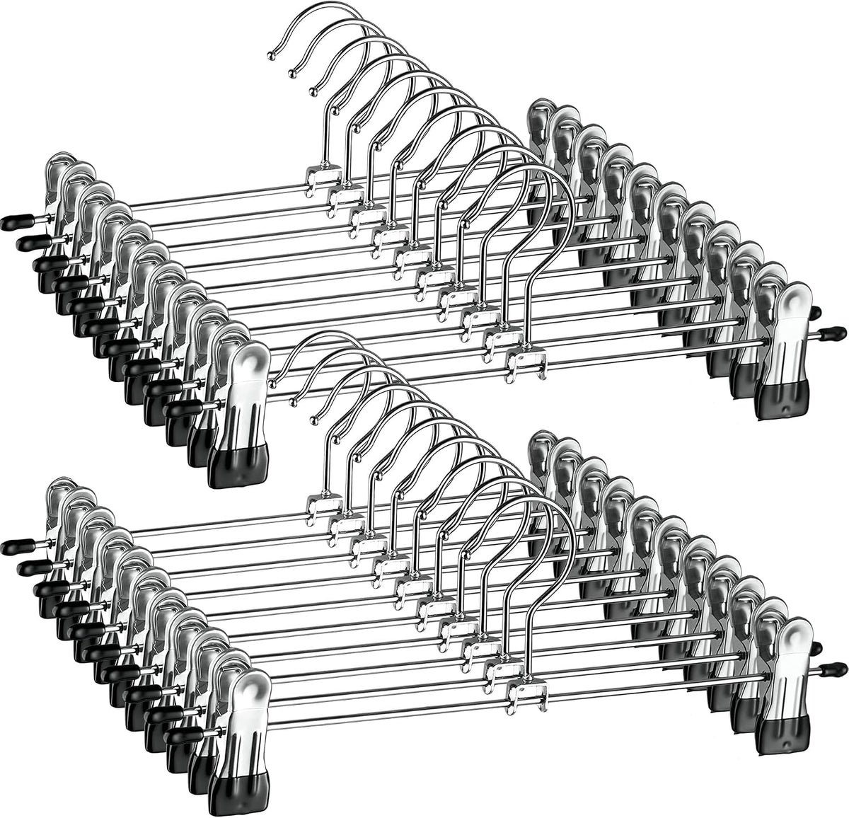 ZOBER Metal Pants Hangers with Clips, Skirt Clothes Hangers, 20 Pack