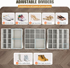 2 Pack Shoe Organizer for Closet, Foldable Shoe Storage with Adjustable