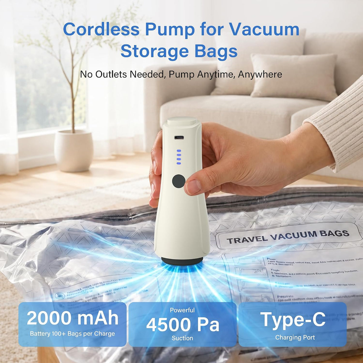Vacuum Storage Bags with Pump,Space Saver,Cordless,16-Pack
