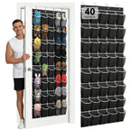 40 Large Mesh Pocket Over the Door Shoe Organizer,Hanging Shoe Rack for Door,Hualleko Shoes Organizer Hanger with Large Capacity, Shoes Storage Holder Sturdy Non-woven Fabric - Stores 20 Pairs (White)
