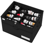LUVHOMEE Shoe Organizer for Closet, Fits 16 Pairs, Large Shoe Box Storage Containers, Clear Foldable Shoe Storage Bins w/Bottom Support, Space Saving Shoes Holder w/Reinforced Handles, Gray