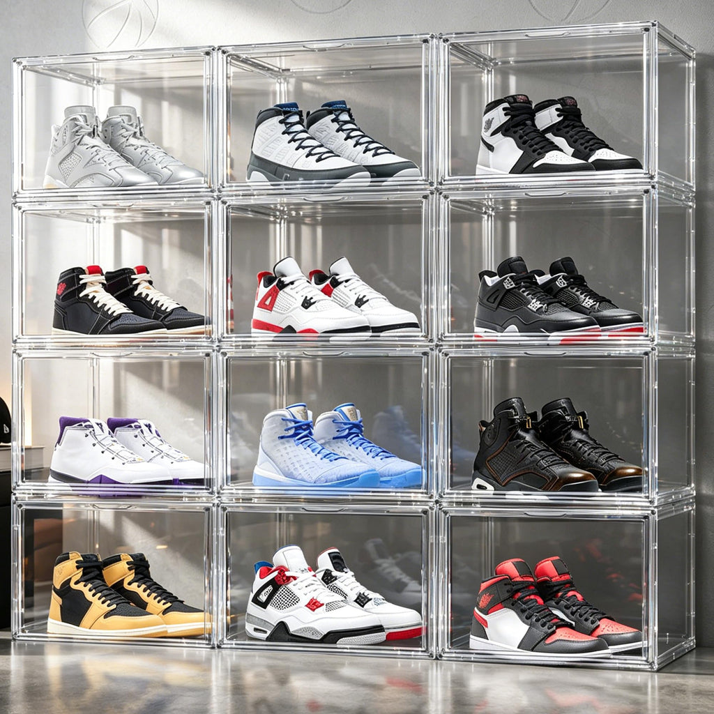 Heavy Duty Acrylic-Look Shoe Box, Size 14, Stack Everyday Footwear Storage