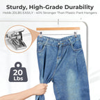 HOUSE DAY Wooden Pants Hangers with Clips, 25 Pack Skirt Hangers, Natural