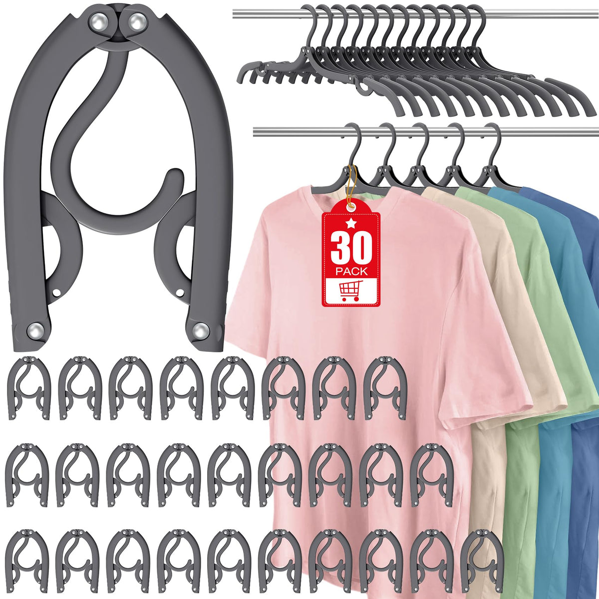 30Pcs Foldable Travel Hangers Cruise Essentials Travel Essential Phone Size