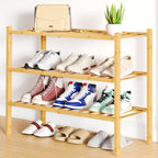 Smiry Bamboo Shoe Rack, 12 Vertical Slats, 3 Tier - 26.8" Wide, Natural