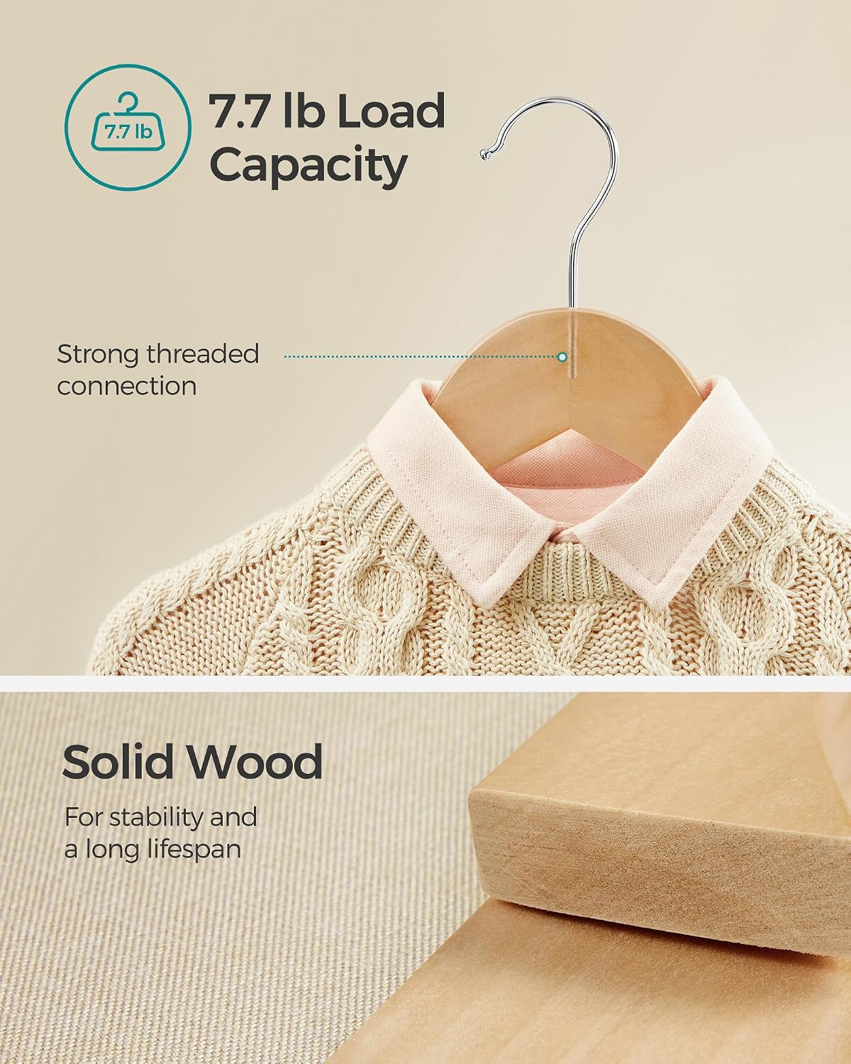 SONGMICS Baby Hangers 20 Pack, Kids Wooden Hangers for Children's Clothes