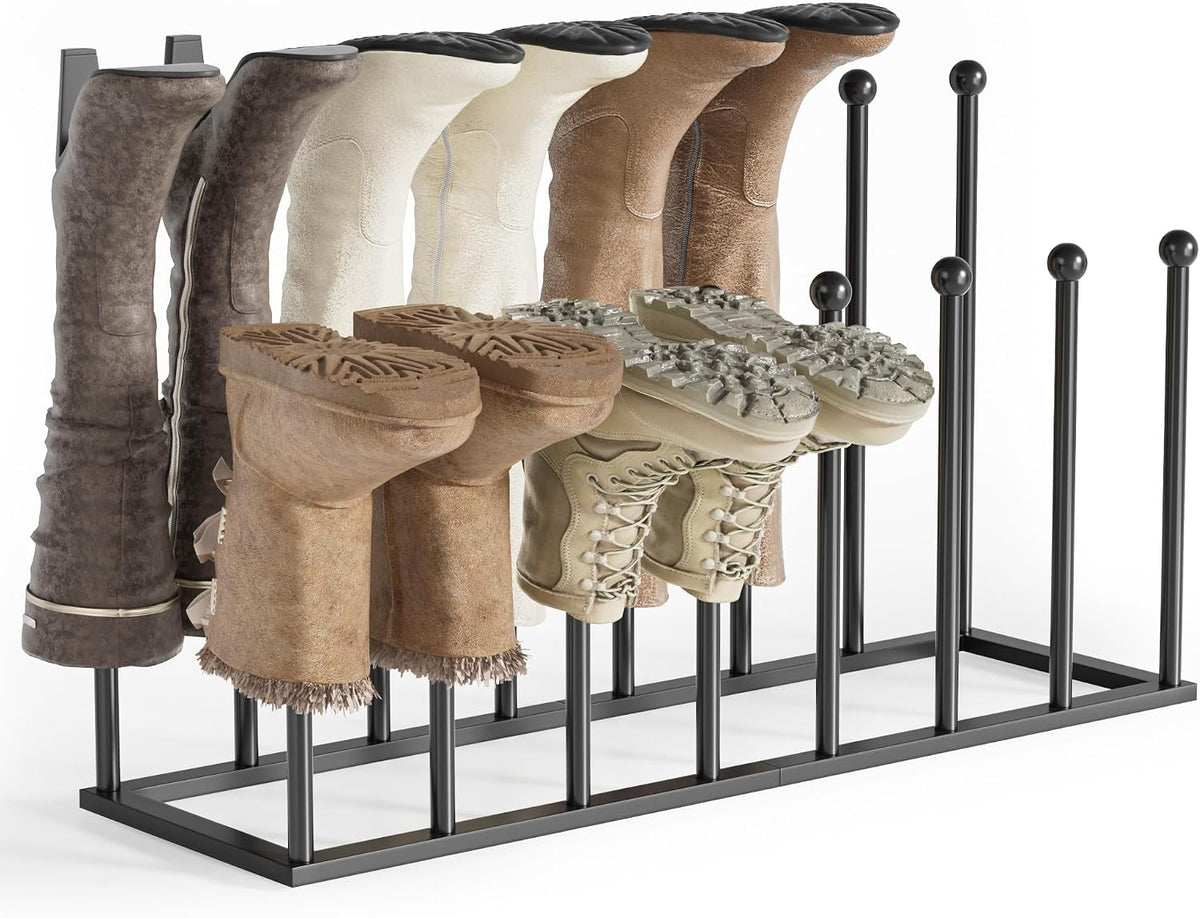 Freestanding Boot Rack, Shoe Storage Organizer Fit for 8 Pairs, Black