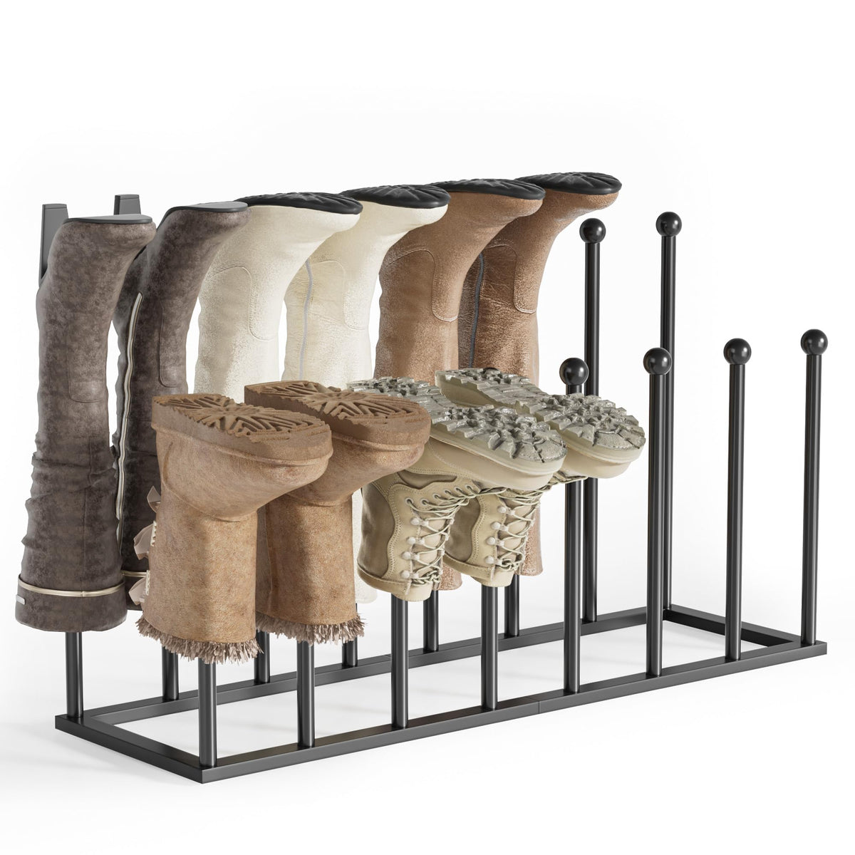 Freestanding Boot Rack, Shoe Storage Organizer Fit for 8 Pairs, Black