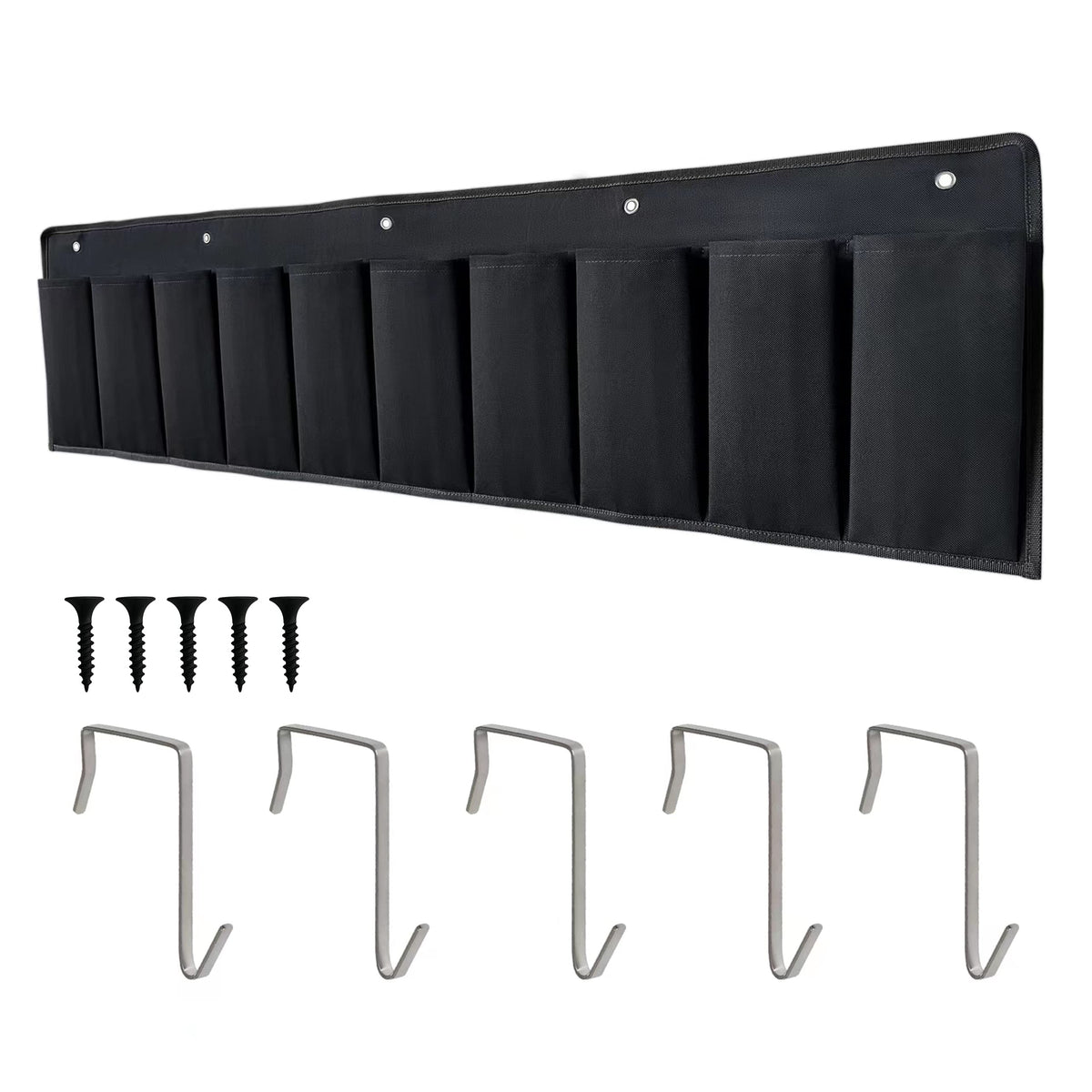 RVZONE RV Shoe Pockets 10 Pockets Heavy Hanging Bedside Storage Organizer with Sturdy Hooks Storage Pockets Hangs on bed for Shoes Toys and Tool Accessories