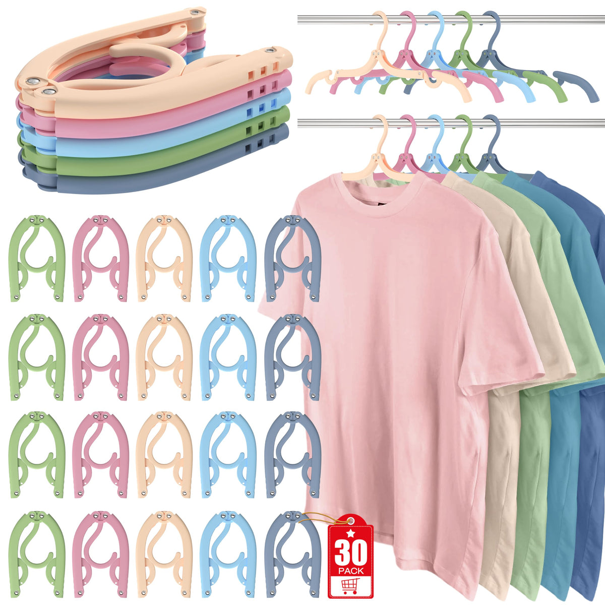 30Pcs Foldable Travel Hangers Cruise Essentials Travel Essential Phone Size