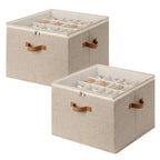 StorageWorks 2-Pack 32-Pair Shoe Storage Organizer for Closet, Beige