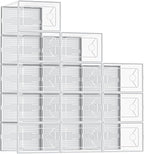 DUMOS Shoe Storage Boxes, 12-Pack Stackable Clear Shoe Containers with Lids, Display Sneaker Case Organizer for Closet, Under Bed, Entryway,White, Fit Size 11