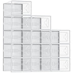 DUMOS Shoe Storage Boxes, 12-Pack Stackable Clear Shoe Containers with Lids, Display Sneaker Case Organizer for Closet, Under Bed, Entryway,White, Fit Size 11