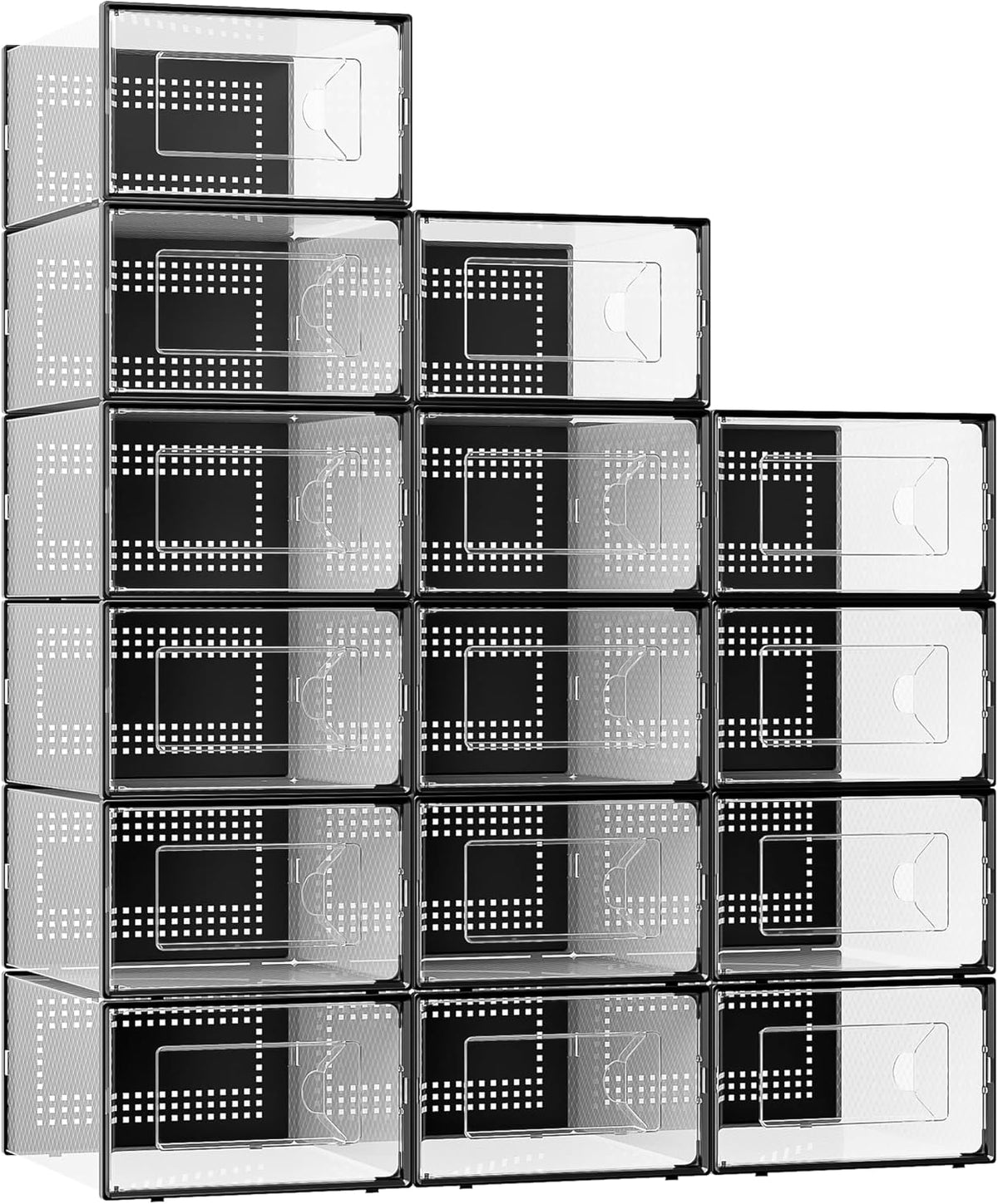 Foluck X-Large 15 Pack Shoe Storage Organizer Box Clear Plastic Stackable