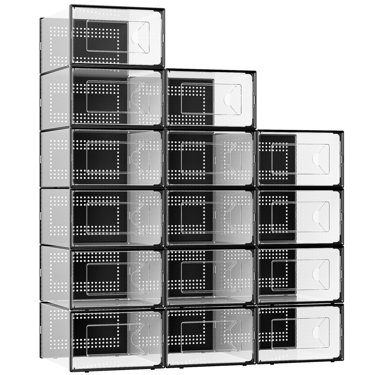 Foluck X-Large 15 Pack Shoe Storage Organizer Box Clear Plastic Stackable