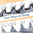 Jean Hangers for Closet, 14 Wood Jeans Hooks Space Saving, 180° Rotating Jean Hangers Holder for Skirts/Shorts/Belts/Ties, Closet Organizers and Storage, Pants Hooks for Jeans, 2 Pack, Natrual