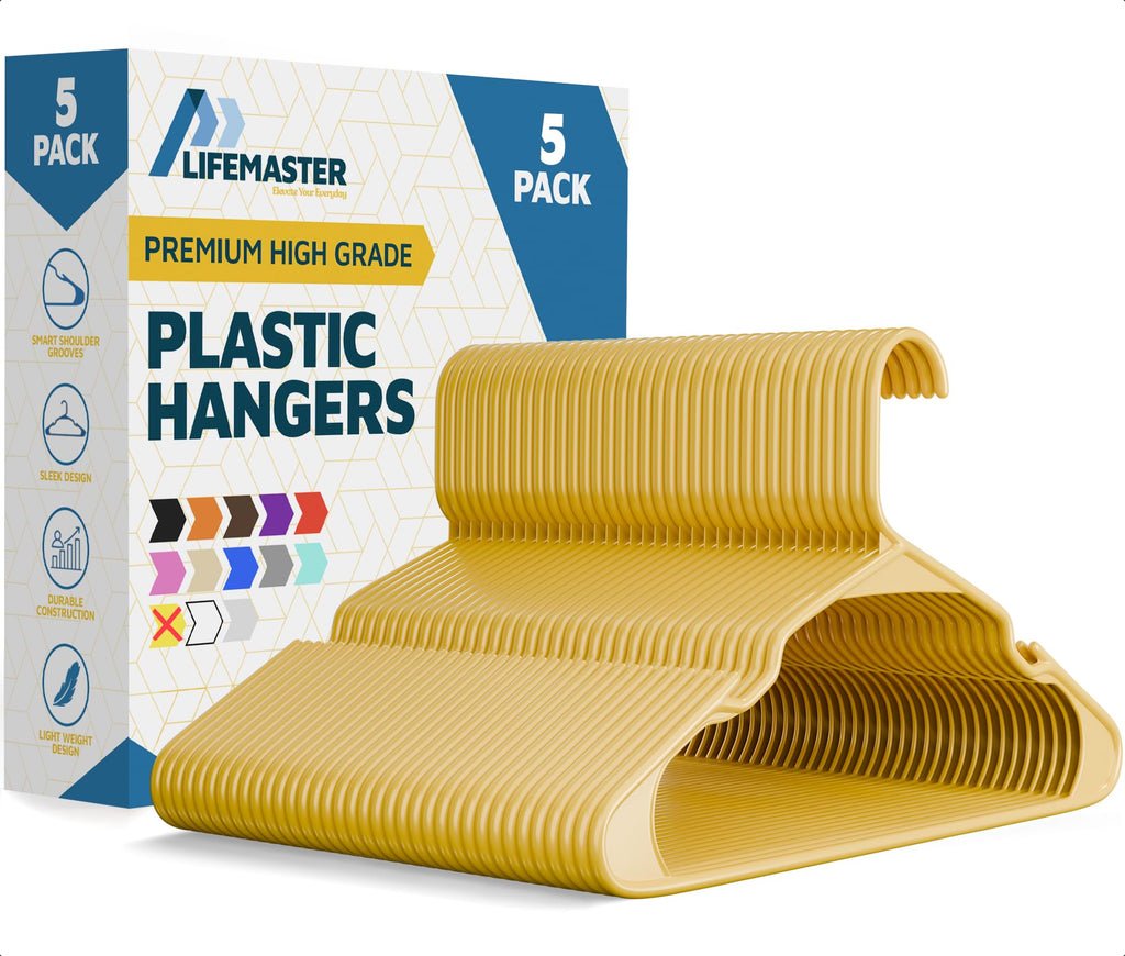 Lifemaster Plastic Clothes Hanger Set - 30 Pieces Versatile, Lightweight, Space-Saving, Non-Slip, Slim Designed, Dry and Wet Clothes Hanger Set - White