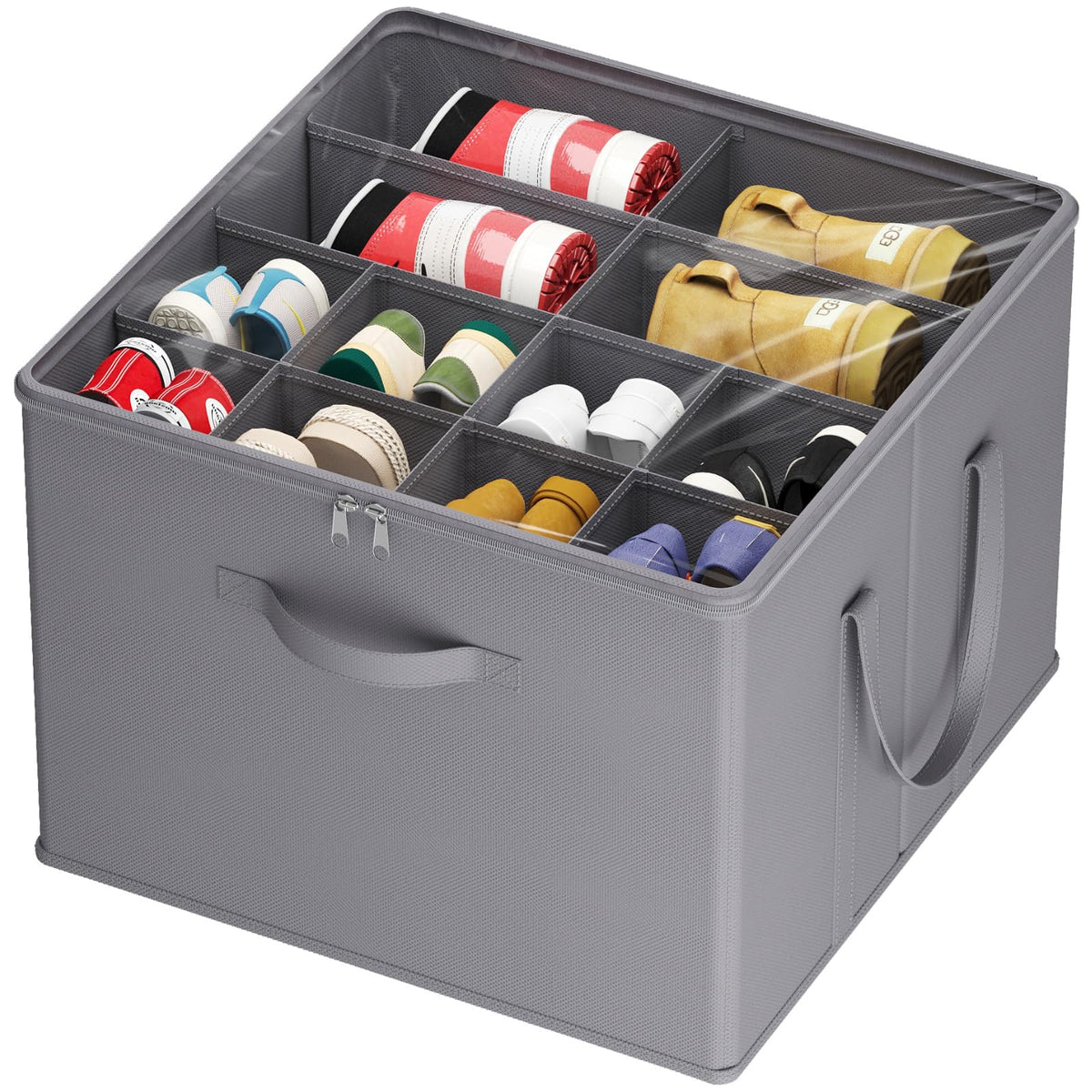 Lifewit Shoe Storage Organizer for Closet, Holder Box, 2 Pack, Gray