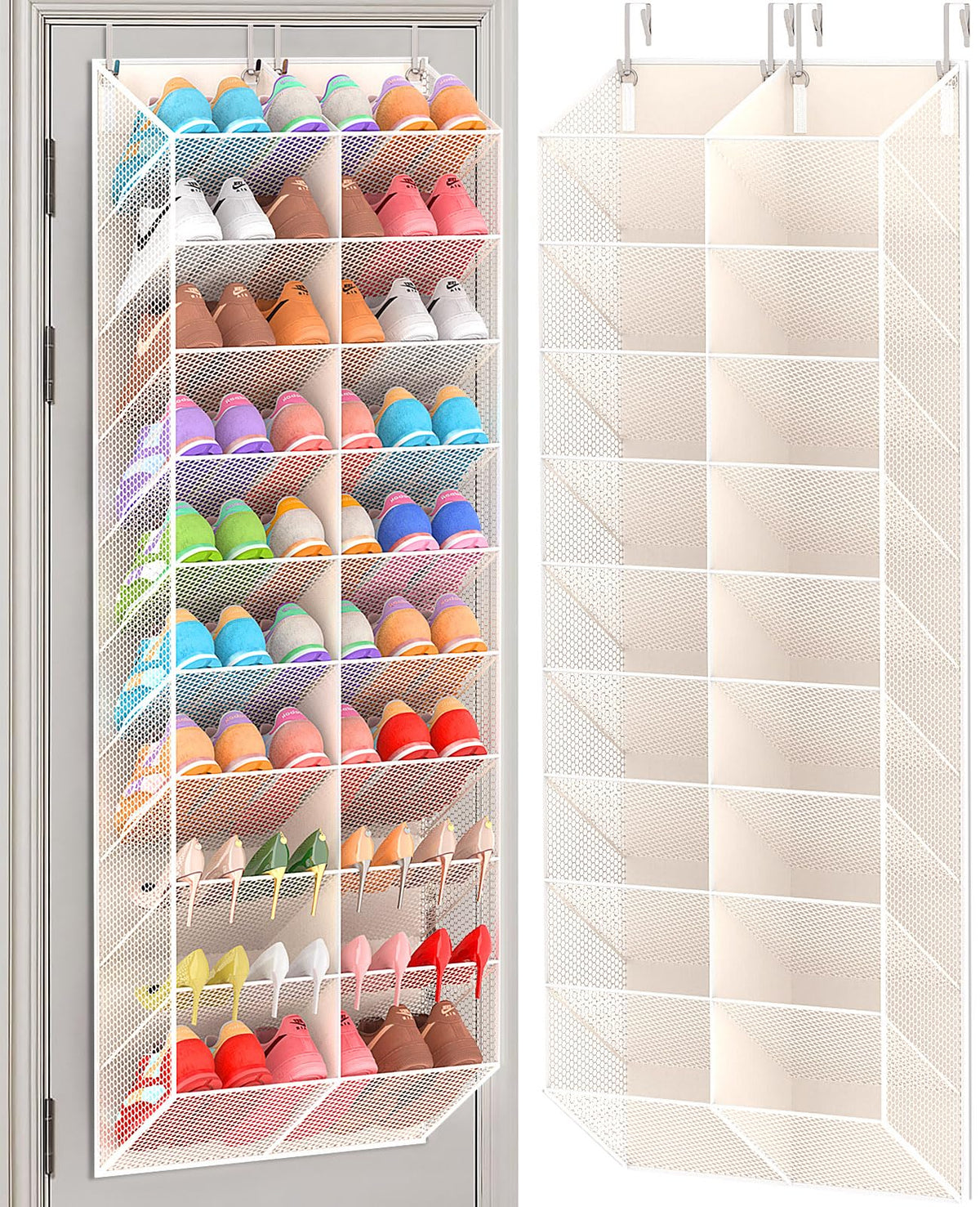 UVIAHOMI Over the Door Shoe Organizer for 20-30 Pairs, 10-Tier, Black