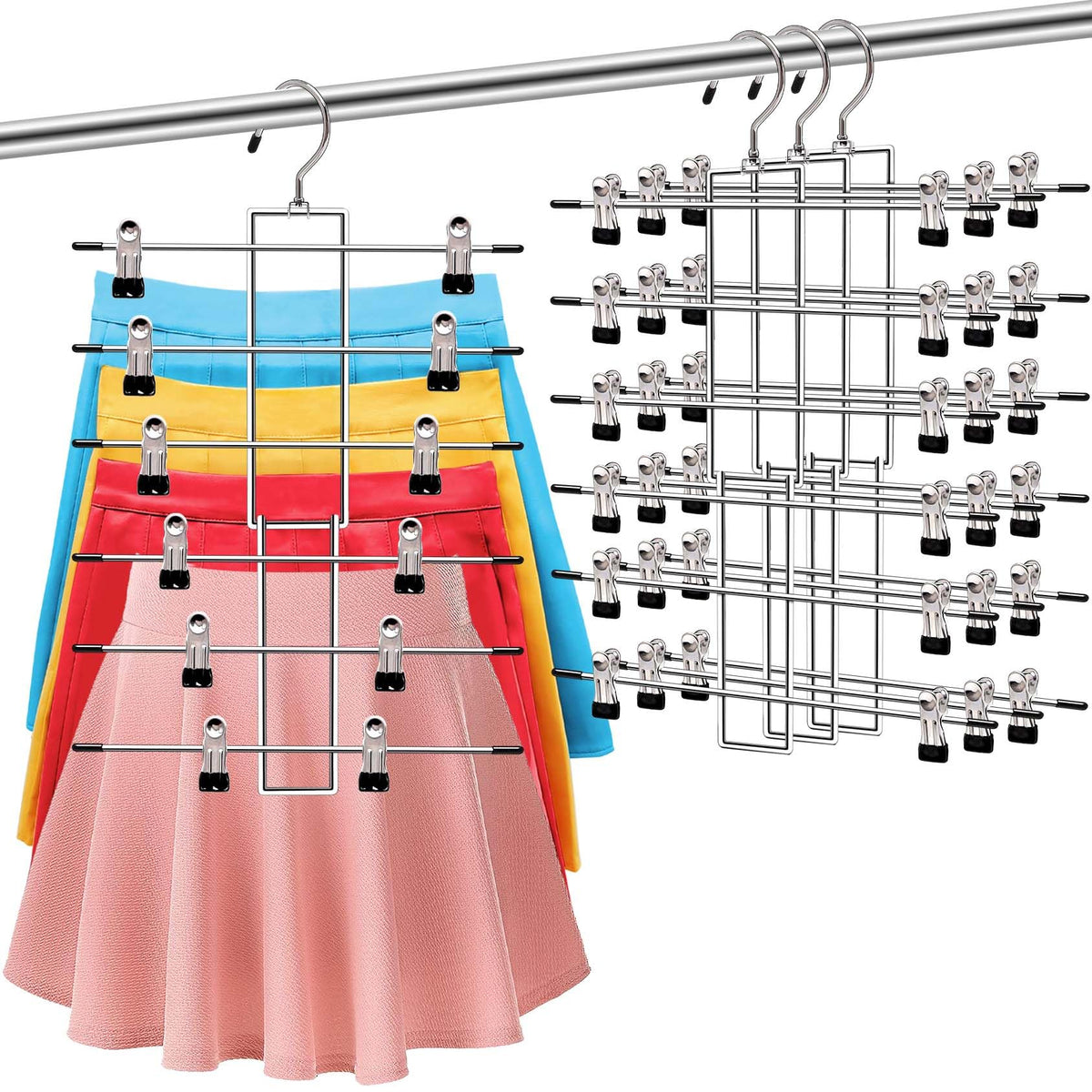 3 Pack Pants-Hangers-Space-Saving, 6 Tier-Closet-Organizers-and-Storage