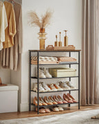 VASAGLE 5-Tier Shoe Rack, 12-16 Pairs, Steel Frame