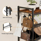 4 Tier Shoe Rack, Shoe Rack for Entryway with Hook, Shoe Organizer with Adjustable Mesh Shelves, Metal Shoe Storage, Closet, Bedroom Living Room Garage