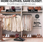 66 Pack Black Velvet Hangers Non Slip, Felt Hangers