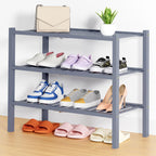 Smiry Bamboo Shoe Rack, 12 Vertical Slats, 3 Tier - 26.8" Wide, Natural