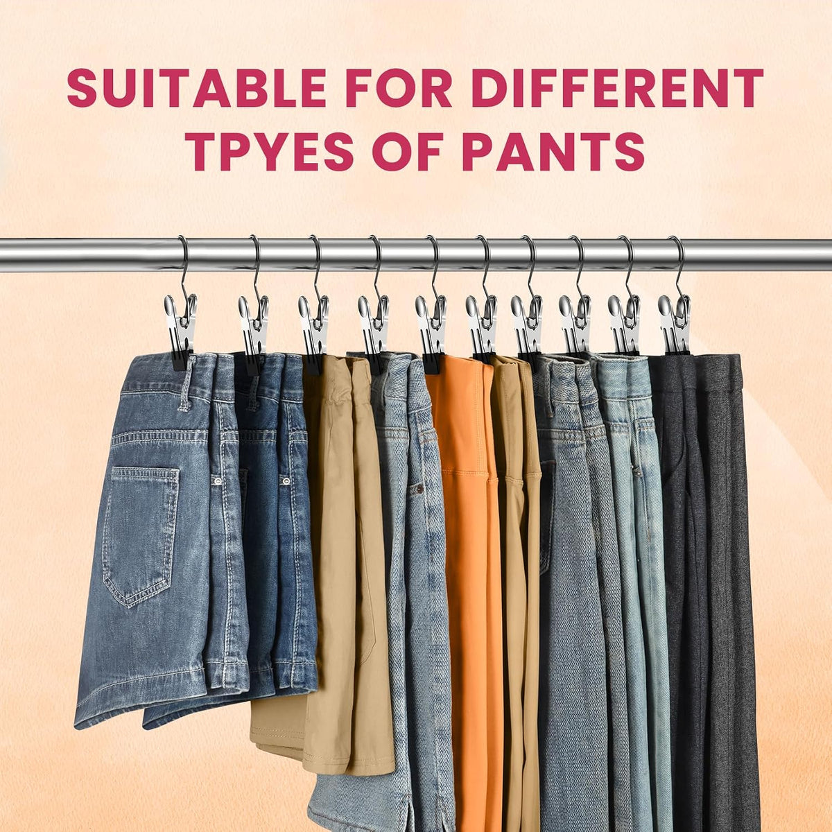 30 Pack Pants Hangers with Clips,Legging & Jean Hangers for Closet Hanging