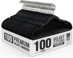 Our Modern Space 100 Pack Velvet Hanger for Shirt Pants Dresses Skirts Suits Jackets - Slim Space Saving Design - Standard Coat Hanger - Sturdy & Durable Design with Shoulder Grooves Hook