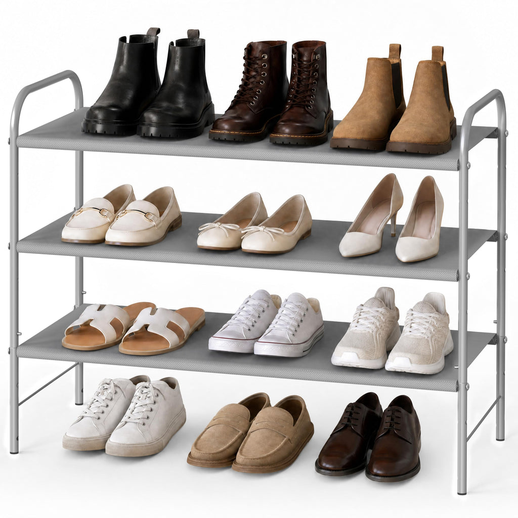 Simple Houseware 4-Tier Shoe Rack Storage Organizer, 12-20 Pair, Bronze