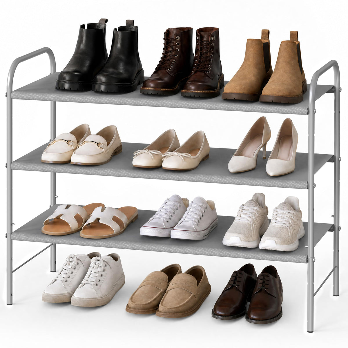 Simple Houseware 4-Tier Shoe Rack Storage Organizer, 12-20 Pair, Bronze