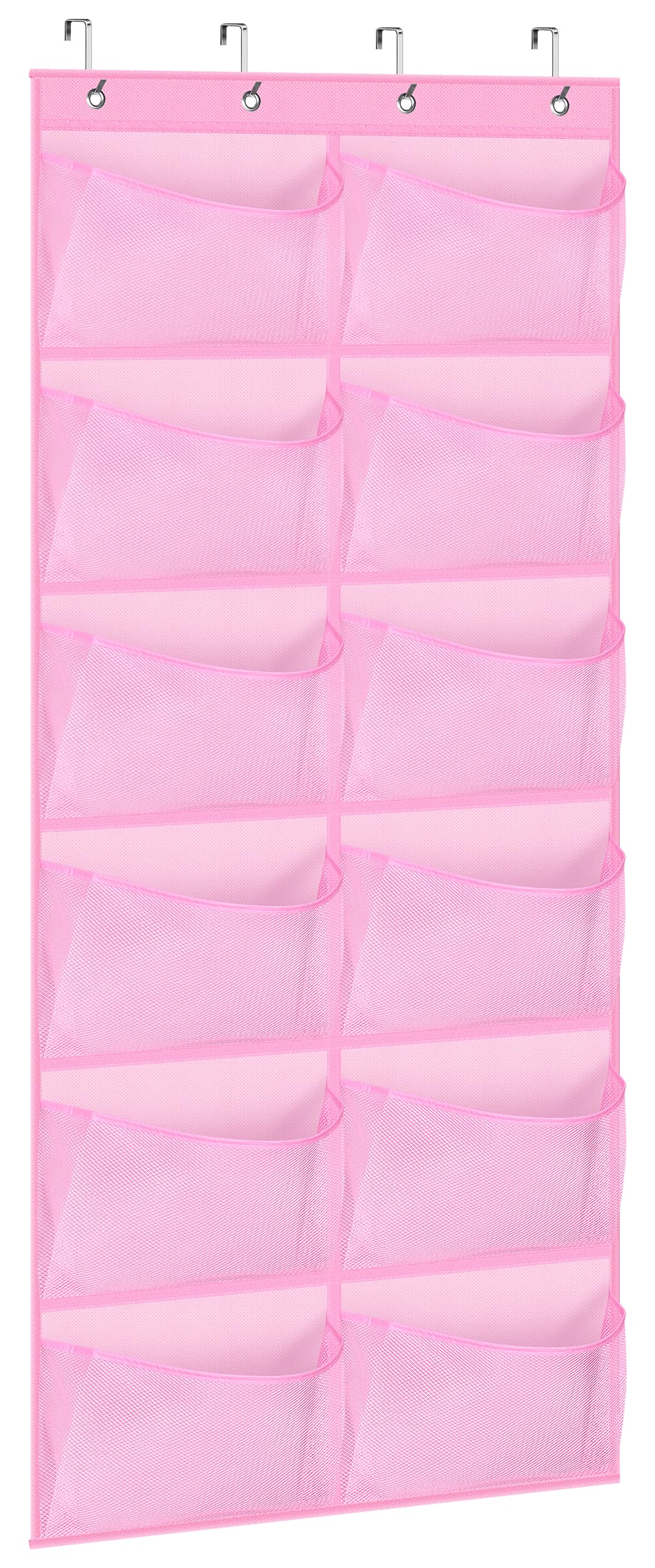 KIMBORA Over The Door Shoe Organizer 12 Large Mesh Pockets Boots Hanging Storage Shoe Rack for Closet White