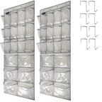 Extra Large Hanging Crystal Clear Over Door Shoe Organizers, Closet Shoe Organizer Shoe Rack Organizer Shoe Storage, 12+6Pockets, 4Hooks, white (59"x 21.6")