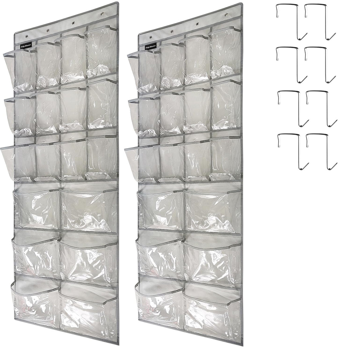 Extra Large Hanging Crystal Clear Over Door Shoe Organizers, Closet Shoe Organizer Shoe Rack Organizer Shoe Storage, 12+6Pockets, 4Hooks, white (59"x 21.6")