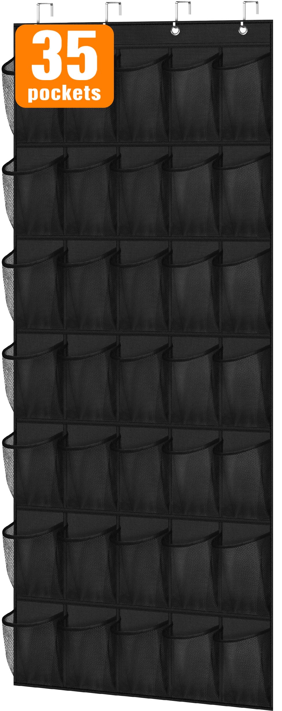 MISSLO 35 Large Pockets Over The Door Shoe Organizer Sturdy Oxford Fabric Hanging Shoe Rack for Door Mesh Closet Shoe Holder Hanger, White