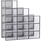 Kuject 12 Pack Large Shoe Boxes, Clear Stackable Containers with Lids,Black