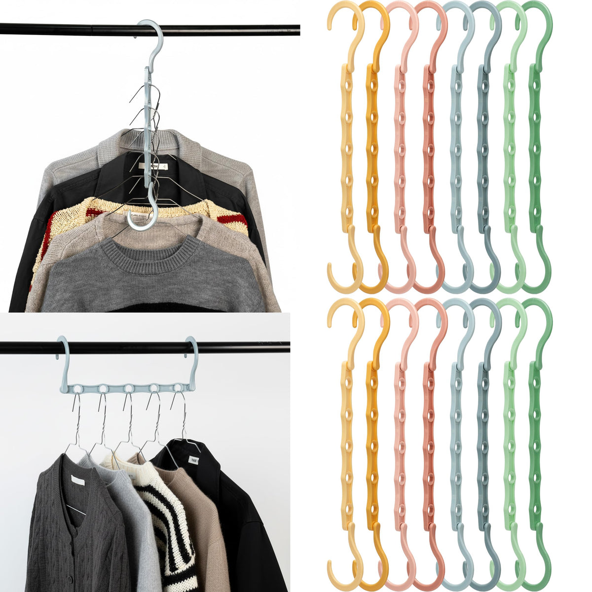 Mr. Pen- Space Saving Hangers, 8 pcs, 360° Rotating Hooks