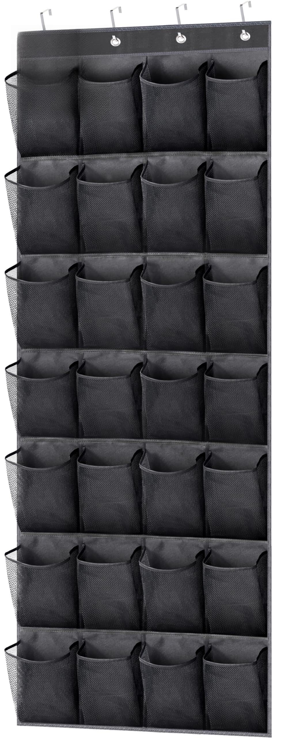 MISSLO 35 Large Pockets Over The Door Shoe Organizer Sturdy Oxford Fabric Hanging Shoe Rack for Door Mesh Closet Shoe Holder Hanger, White