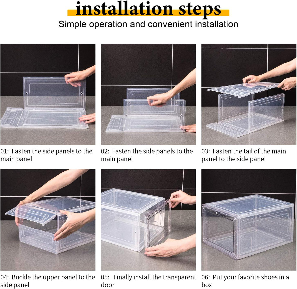 Attelite Shoe Storage Boxes Stackable Clear Shoe Organizer Cabinet,6 Pack